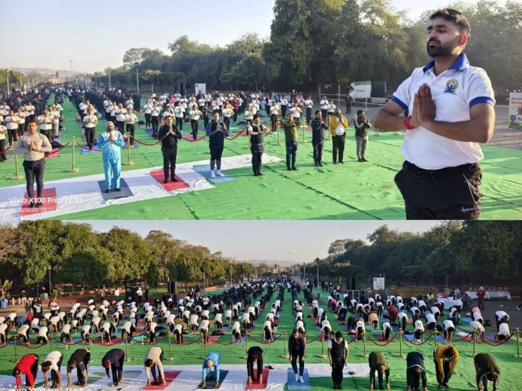 सूर्य रथ सप्तमी पर 557 योग साधकों ने किए सामूहिक 108 सूर्य नमस्कार